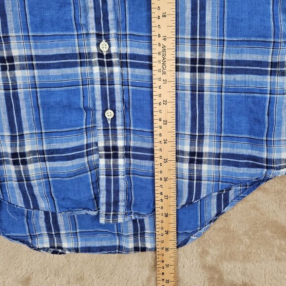 Polo Ralph Lauren 100% Linen Shirt Button-Down Men's Size S Blue Long Sleeve - Picture 5 of 10